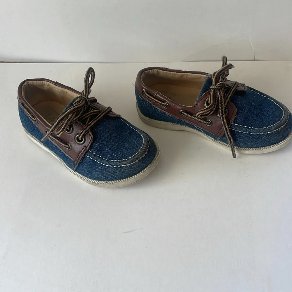 Janie and Jack Blue and Brown Kids Boat Shoes
